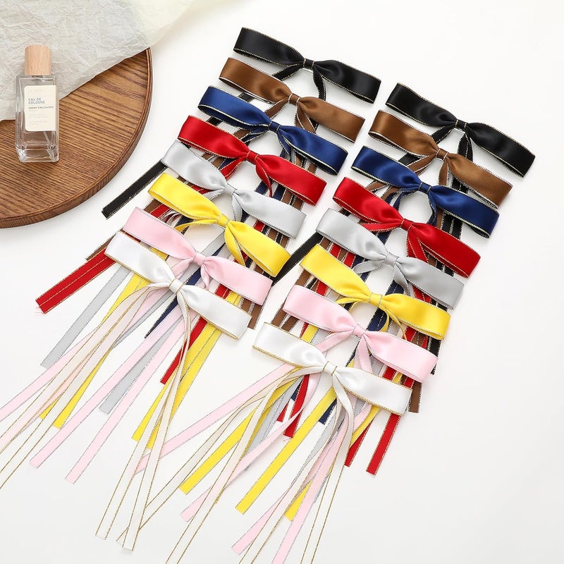 WORTL 16 PCS Hair Bows for Women,Ribbon Hair Bows With Long Tail,Hair bow clips Hair Barrettes for Women Accessories - Image 5